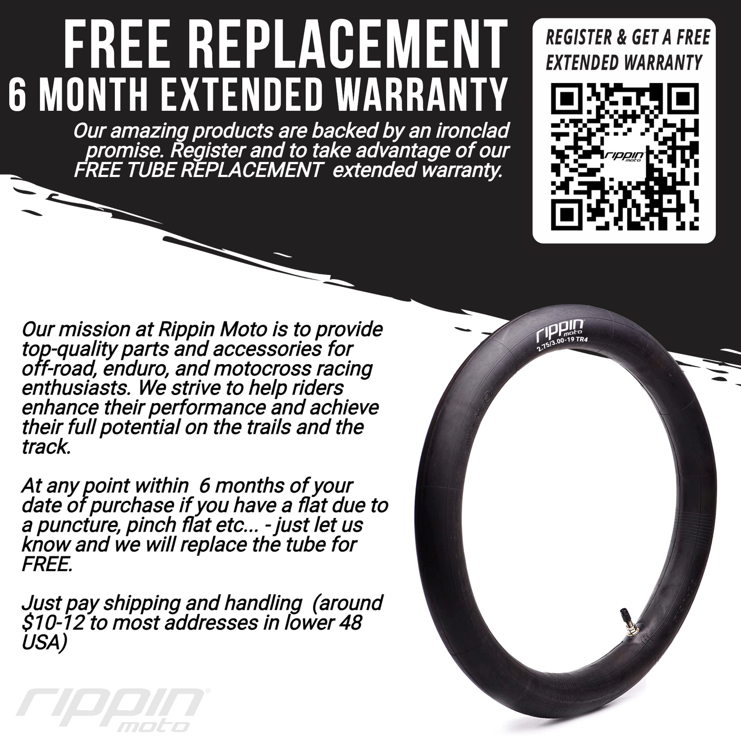 80/100‑12 (3.0‑12) Heavy Duty Inner Tube – 3 mm Thick