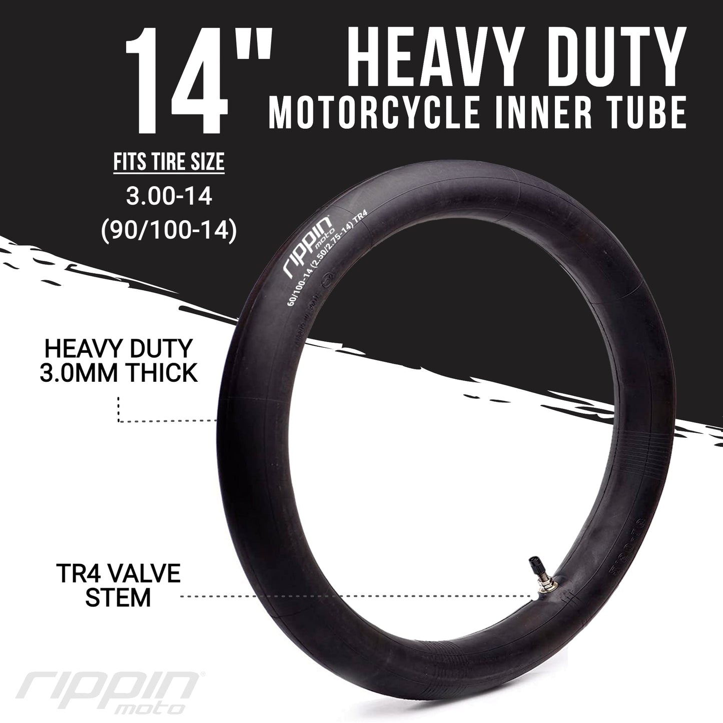 90/100‑14 (3.0‑14) Heavy Duty Inner Tube – 3 mm Thick