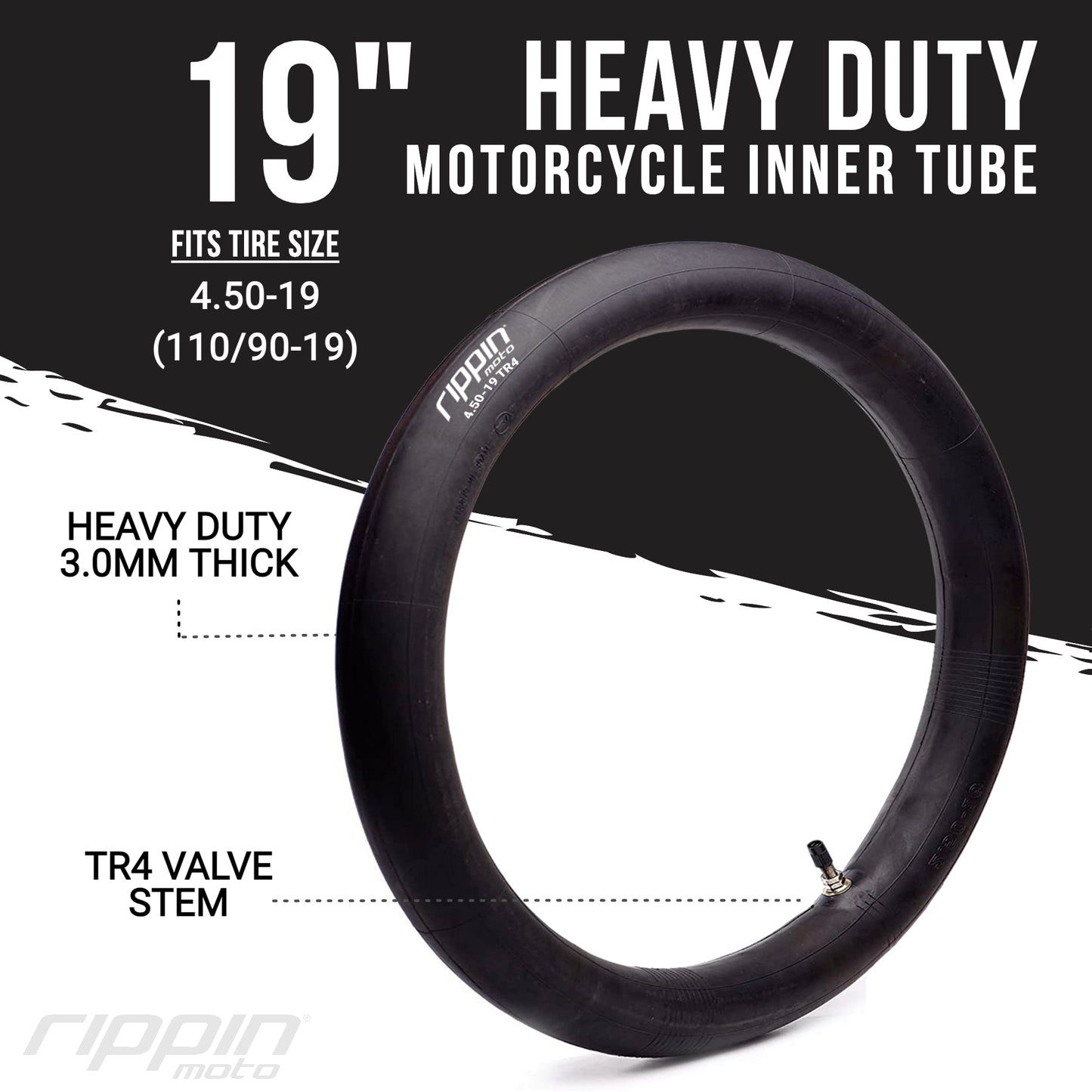 Rippin Moto 110/90-19 (4.50x19) Heavy Duty 3MM Inner Tube – TR4 Valve