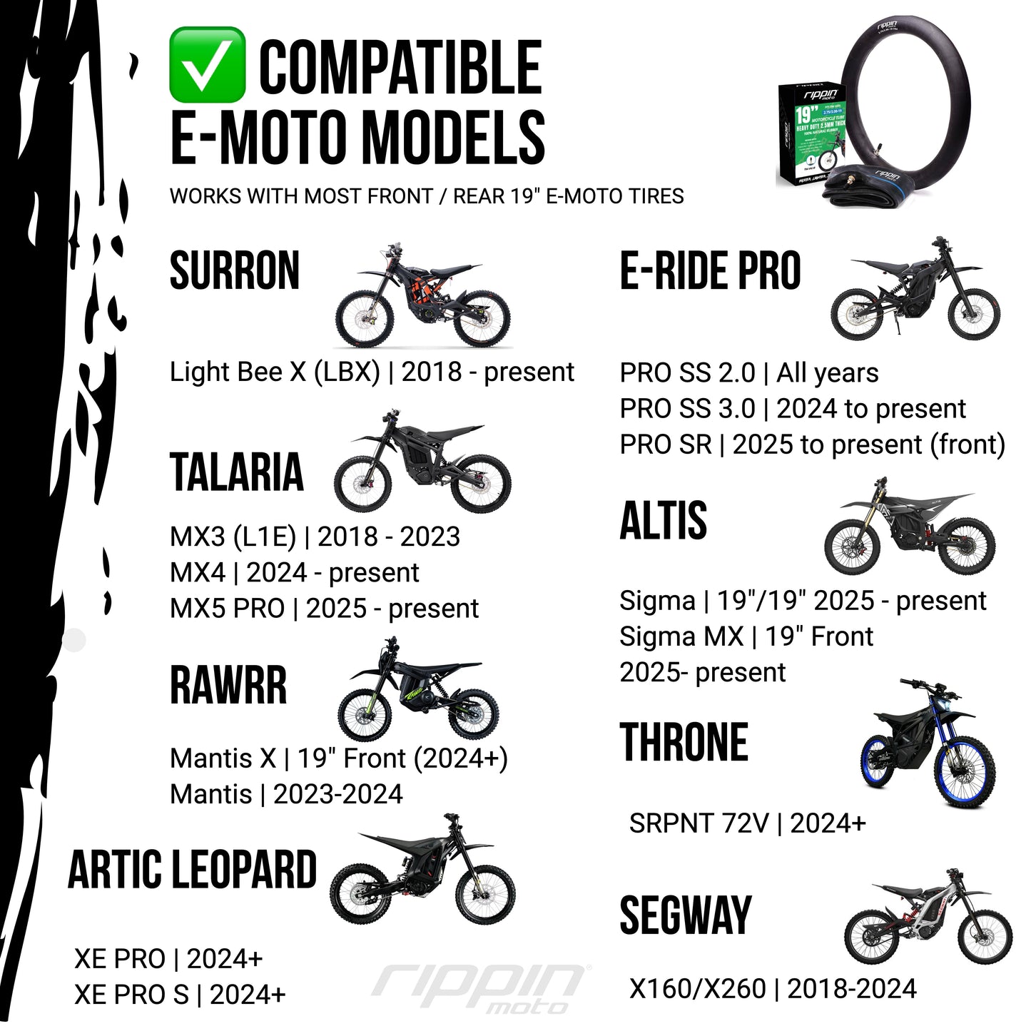 70/100-19 E-Moto Heavy Duty 19” Inner Tube (2.75/3.00-19)