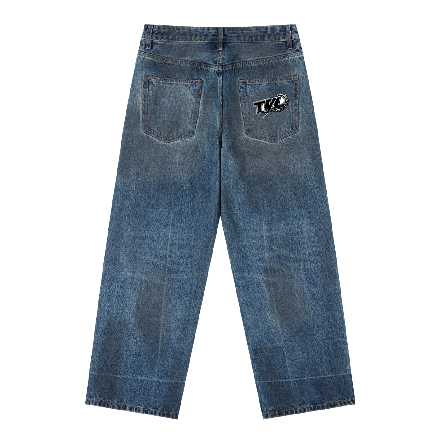 TVL Denim Blue Embroidered Baggy Jeans