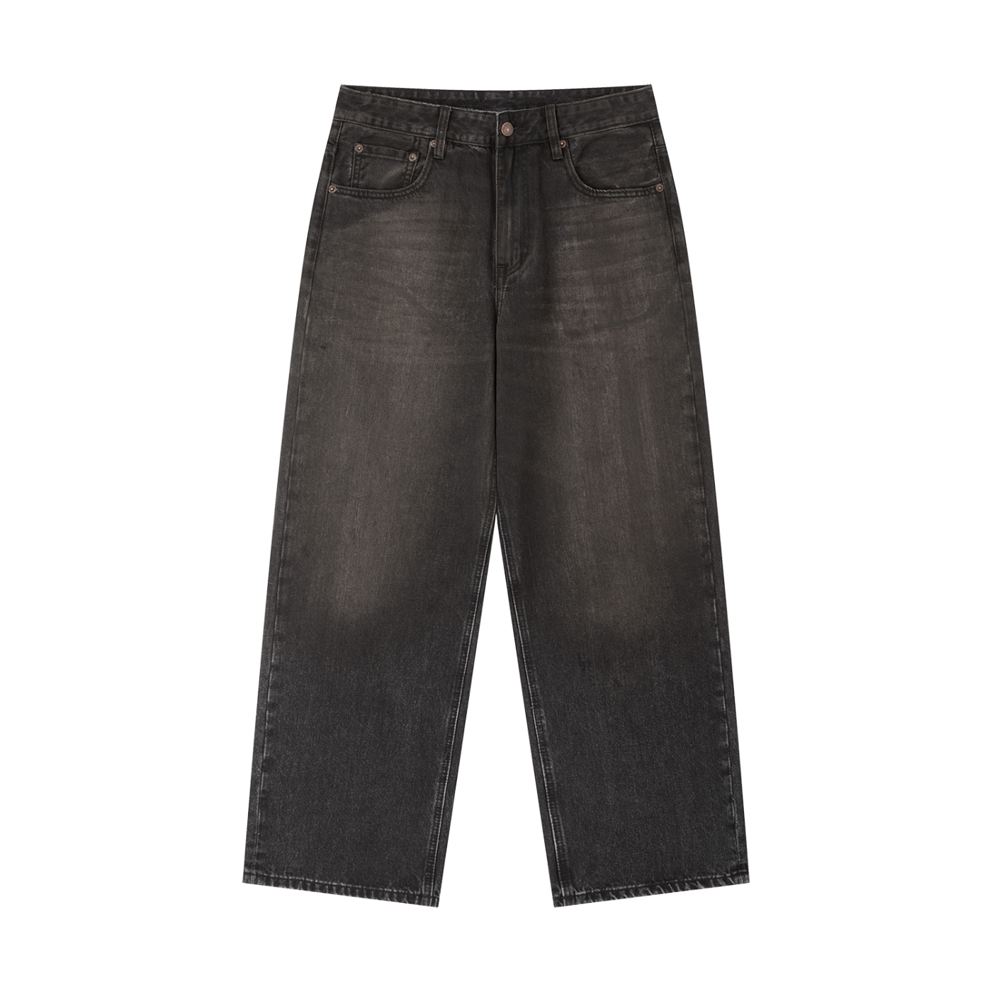TVL Washed Black Embroidered Baggy Jeans