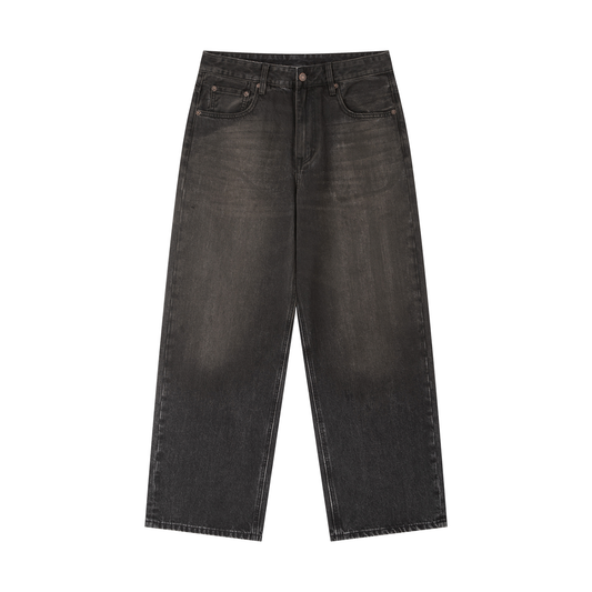 TVL Washed Black Embroidered Baggy Jeans