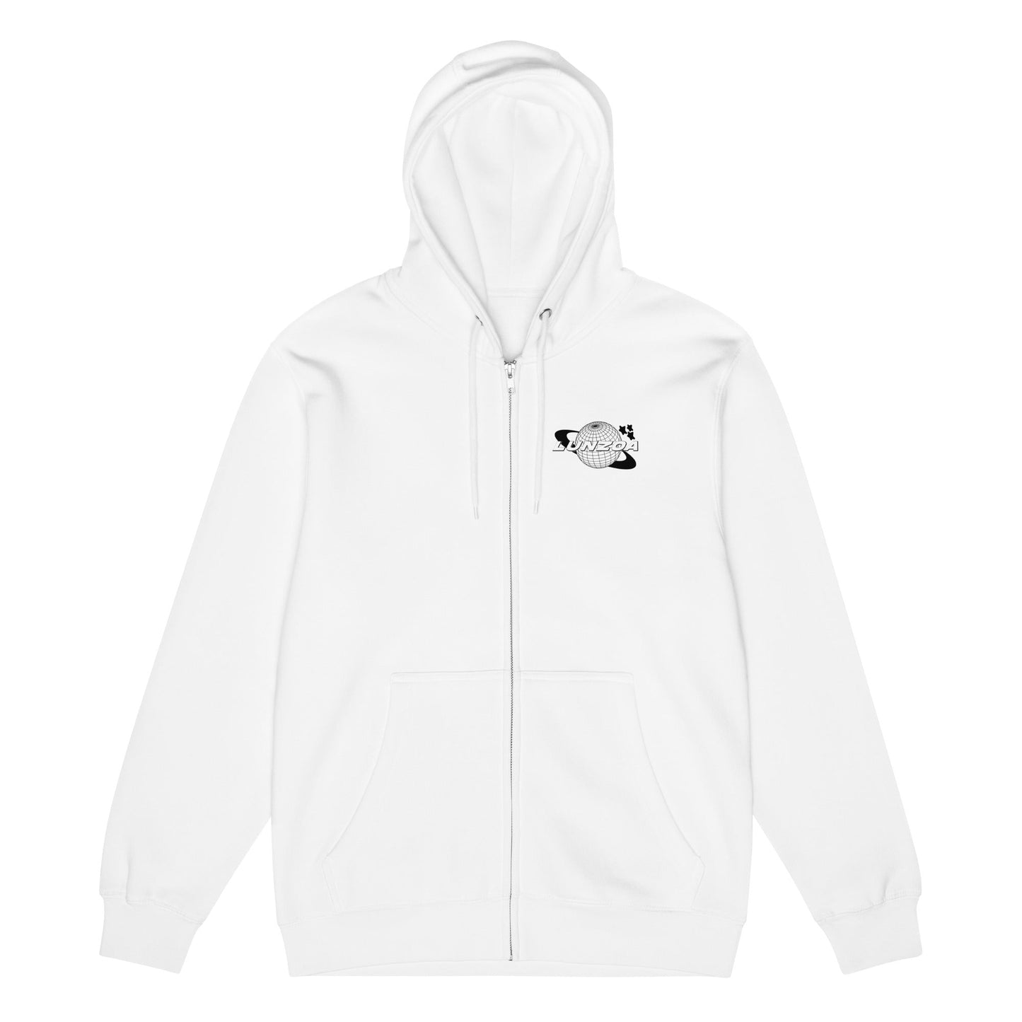 Lunzoa Zip-Up White Hoodie
